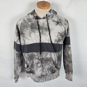 Zine Hoodie Women's M Gray Black Tie Dye Drawstring Long Sleeve Kangaroo Pocket